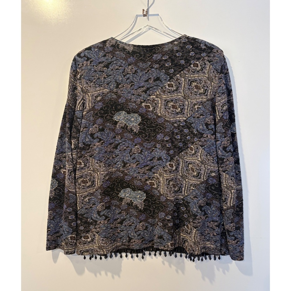 MSK Women 2 Piece Set Jacket Tank Top Purple Blue Paisley Beaded Fringe 1X‎ - Picture 2 of 6